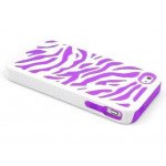 Wholesale iPhone 4 4S Zebra Hybrid Case (White-Purple)